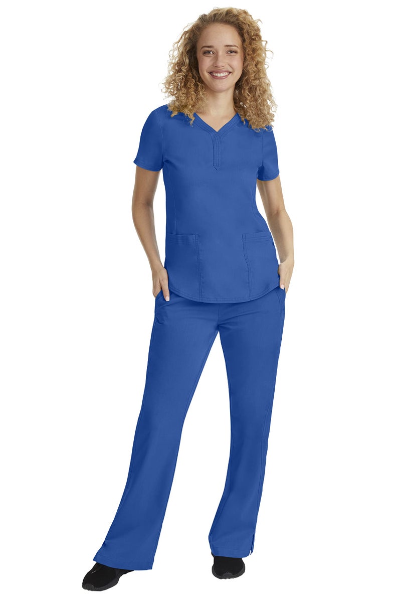 Healing Hands Scrubs for Women Y-Neck Jane Modern Fit, Triple Stitch Detail, 2 Pockets, 2-Way Stretch & Shirttail Hem - 2167, S, Royal - Image 3